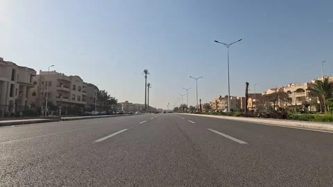 Driving Across Spacious District Streets New Cairo Showing Buildings Traffic Stock Footage 329813359