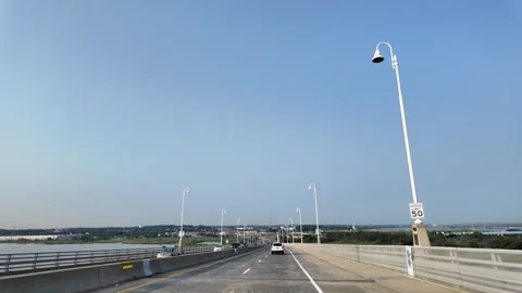 Driving Across Victory Bridge in Perth Amboy, New Jersey Stock Footage 282328730