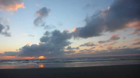 Driving Along Beach During Ocean Sunset 2 Stock Footage 10829223