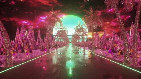 Driving along the diamond road towards sunset.Blue color. 3d animation of a Video stock 169466051