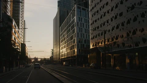 Driving along empty Melbourne streets Stock Footage 136999730
