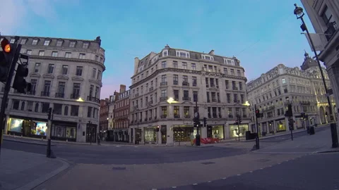 Driving along empty Regent Street, London Stock Footage 130180819