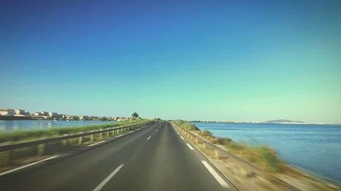 Driving along empty road in southern France Vidéo 69841772