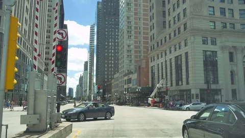Driving Along the Golden Mile at Michigan Avenue in Chicago Stock Footage