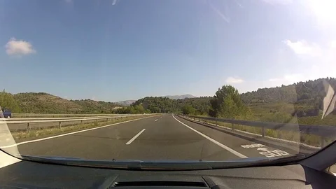 Driving along a Highway Stock Footage 75843436