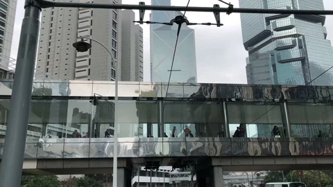 Driving along the Hong Kong downtown, China Video stock 89652553