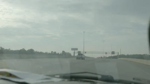 Driving Along Interstate Highway in Texas Stock Footage 343881013