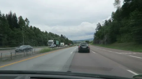 Driving along the motorway E6 from Oslo towards Trondheim (Norway) 스톡 동영상 66358201