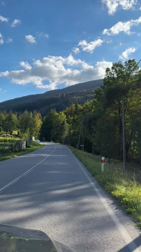 Driving along a mountain road through the Beskids. Stock Footage 346772308