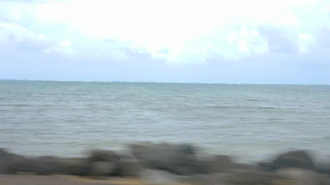 Driving Along Ocean Stock Footage 96225224