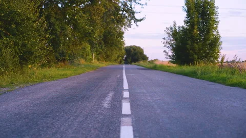 Driving along the road along the forest. POV shot from a camera driving through Stock Footage 159172768