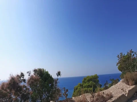 Driving along the seaside in Lefkada, Greece. Vehicle POV Stock Footage 80063512