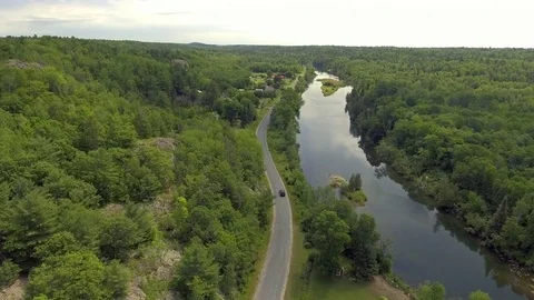 Driving Along the Serpent River in Canada Stock Footage 75873289
