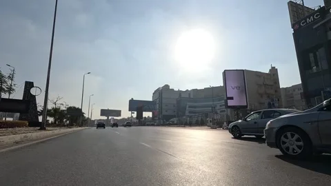 Driving Along Spacious Boulevards New Cairo Showing Buildings Traffic Vehicles Stock Footage 329901686