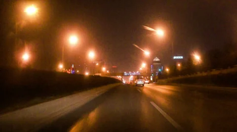 Driving along the Third Ring Road at night in Beijing, China Video stock 35491582