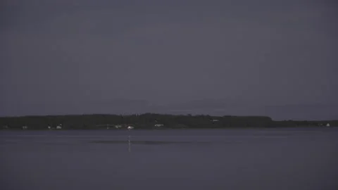Driving Alongside A Harbor At Dusk - Looking Across The Water Stock Footage 204766483