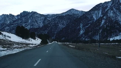 Driving in Altai Mountains in winter Video stock 73535583
