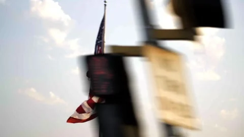Driving by an American Flag Stock-Footage 277174664