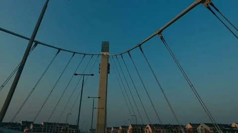 Driving and crossing over bridge Stock Footage
