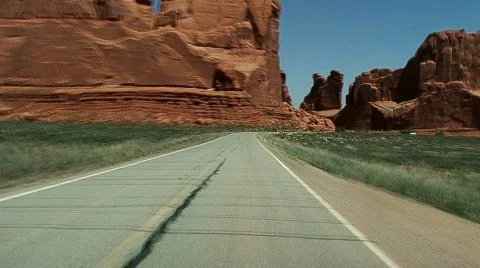 Driving in Arches National Park Utah - Time Lapse Stock Footage