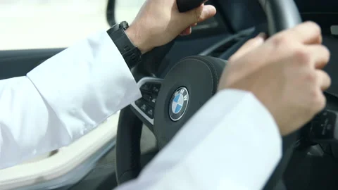 Driving automatic luxury car in Doha, Qatar Stock Footage 170817575