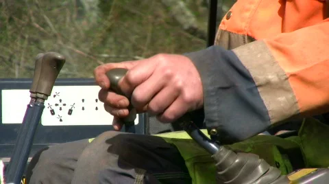 Driving Backhoe  Stock Footage 733306