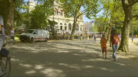 Driving backwards in a park in Amsterdam Video stock 89883264