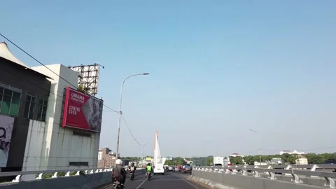 Driving From Balubur to Pasteur Crossing Cable Stayed Bridge Pasupati with Car Stock Footage 132116946