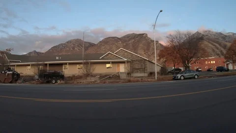 Driving At The Base Of The Mountain Stock Footage 123560777