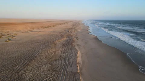 Driving on the Beach in Namibia Stock Footage 276579636