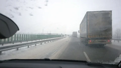 Driving behind a truck Video stock 72715651