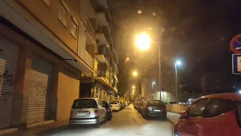 Driving between vehicles. View from inside a car. Palma, Spain Stock Footage 112783537