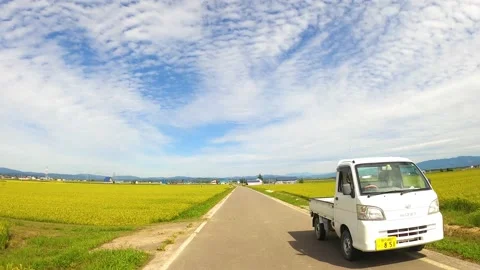 Driving A Bike  - Country Road in Hokkaido Stock Footage