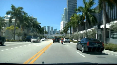 DRIVING ON BISCAYNE BLVD. IN MIAMI Stock Footage 39802848