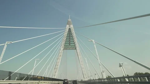 Driving on a bridge with gimbal in slow motion beautiful view Stock Footage 71315693