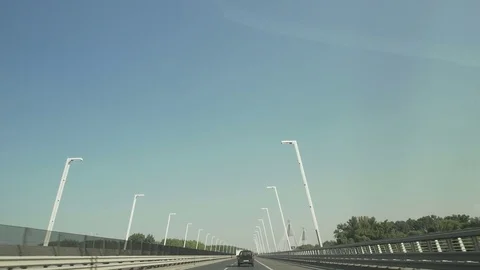 Driving on a bridge with gimbal in slow motion beautiful view Stock Footage 71316283
