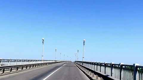 Driving on bridge over Danube River Stock Footage 76157308