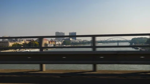 Driving on bridge with view on river Stock Footage 120533420