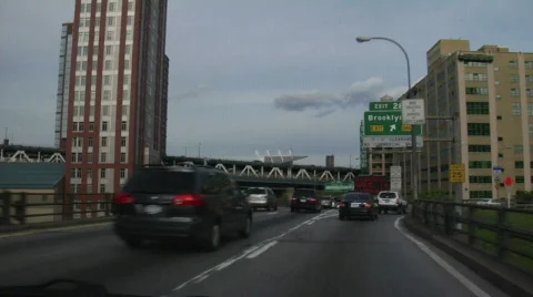 Driving to Brooklyn Bridge Stock Footage 160221