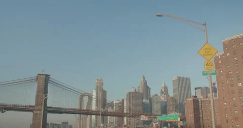 DRIVING ONTO THE BROOKLYN BRIDGE Stock Footage 141256979
