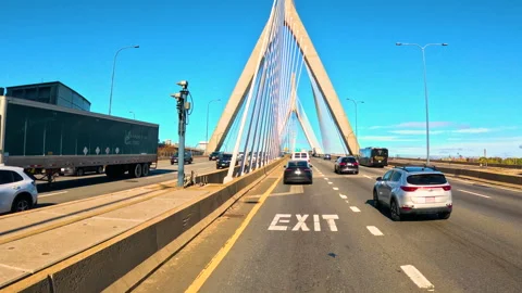 Driving Bunker Hill Memorial Bridge, Boston, MA 10/19/24 Stock Footage 313955270