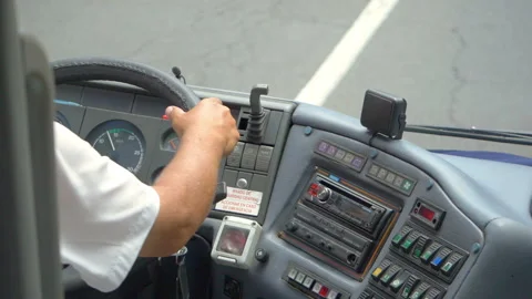 Driving a bus in slow motion 180fps Stock Footage 165333718