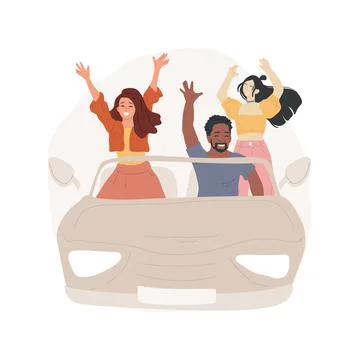 Driving cabriolet isolated cartoon vector illustration. Stock Illustration