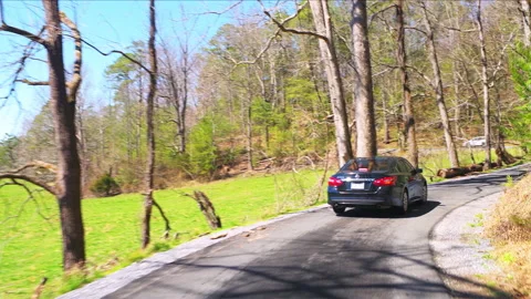 Driving on Cades Cove scenic loop drive, Great Smoky Mountains National Park Stock Footage 210056595