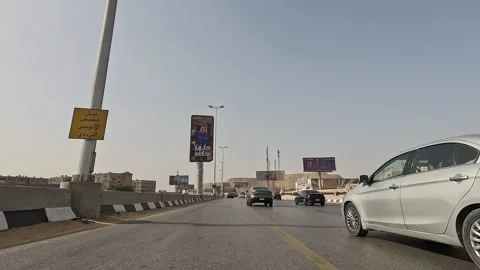 Driving Cairo Ring Road Around Capital Continuous Views Busy Urban Traffic Stock Footage 329828871