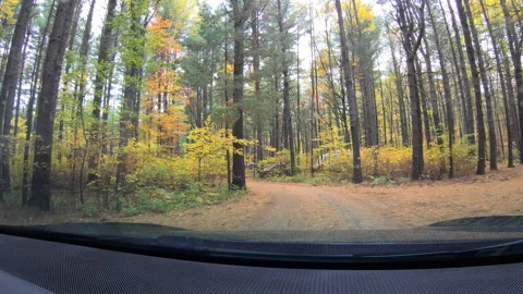 Driving to Campsite in Bon Echo Park in Autumn Stock Footage 140935952