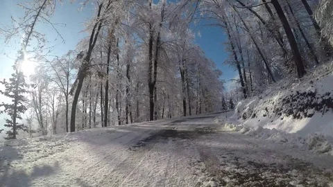 Driving car after snow Stock Footage 82497504
