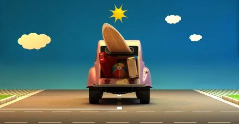 Driving car and road Stock Illustration