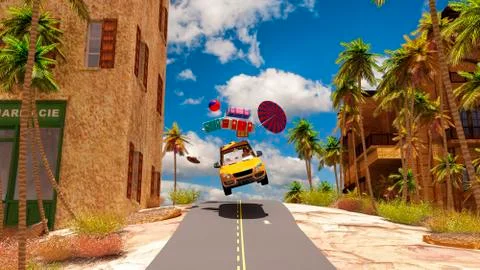 Driving car and road Stock Illustration