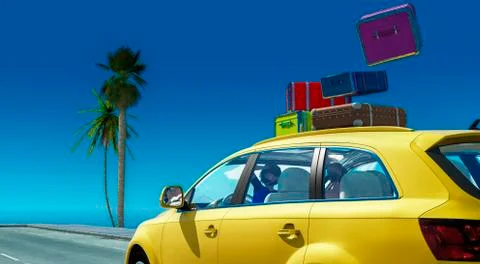 Driving car and road Stock Illustration